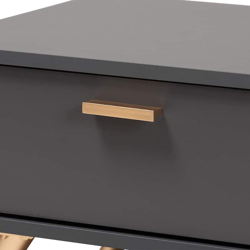 Kelson Modern Dark Grey and Gold Finished Wood Coffee Table