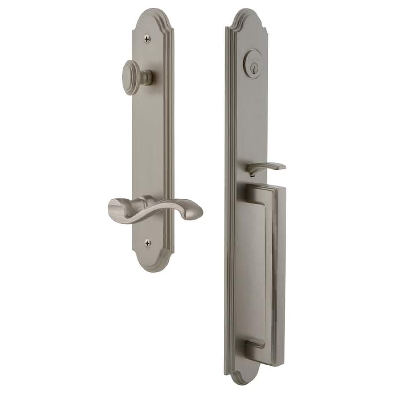 Grandeur Arc Solid Brass Rose Left Handed Keyed Entry Single Cylinder - Satin Nickel