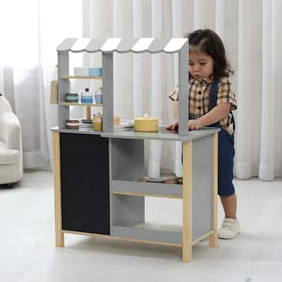 Wooden Play Kitchen Set for Kids – Pretend Chef Cooking Toy with 28 Accessories for Toddlers & Children