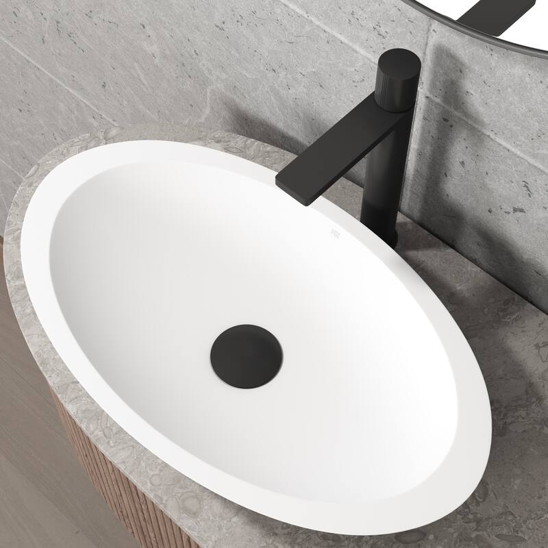 VIGO 1.75" W Vessel Bathroom Sink Pop-up Drain and Mounting Ring in Matte Black - Black