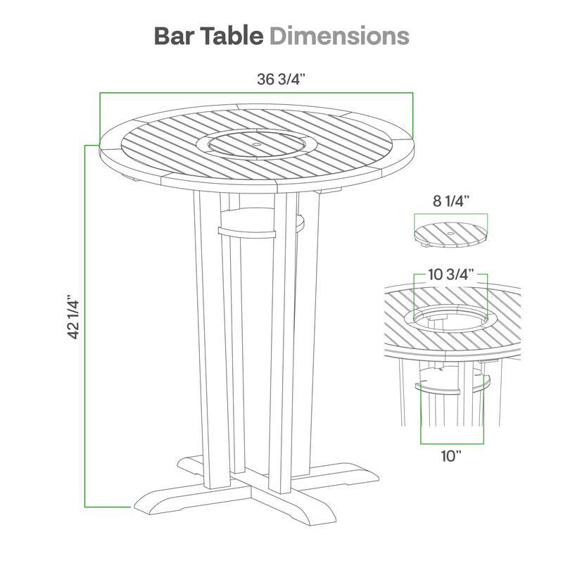 Cambridge Casual Paxton Teak wood Bar-height Patio Bistro Table