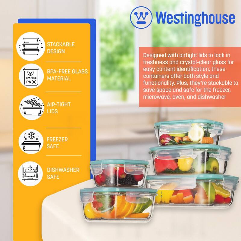 Westinghouse 5-Piece Glass Food Storage Container Set - 320 to 1050ml