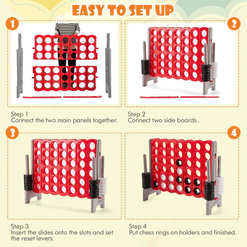 Gymax Jumbo 4-to-Score Game Set 4 in A Row Kids Adults w/ 42 Jumbo