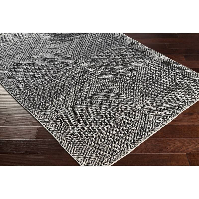 Ziphion Handmade Bohemian Geometric Viscose & Wool Area Rug