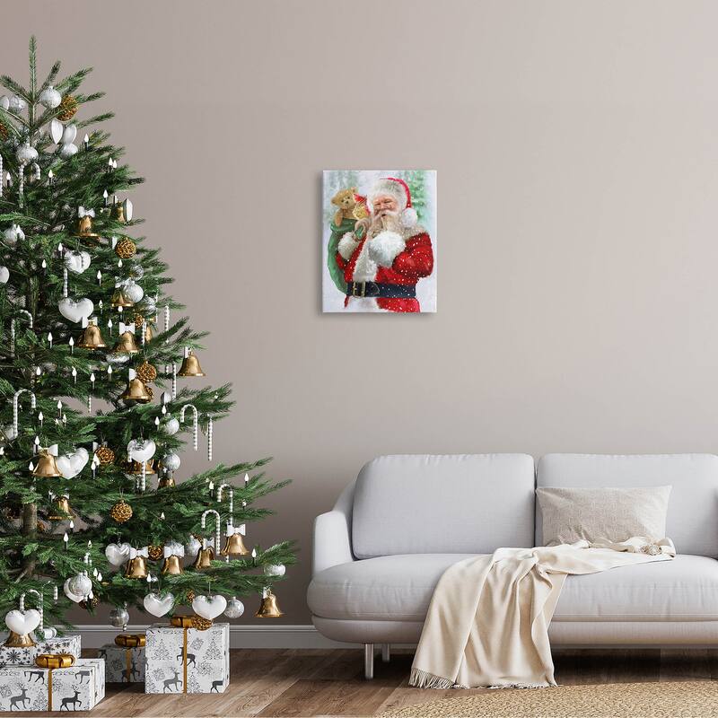 Stupell Jolly Shh Santa Claus Gift Sack Canvas Wall Art, Design by P.S. Art - Multi-Color