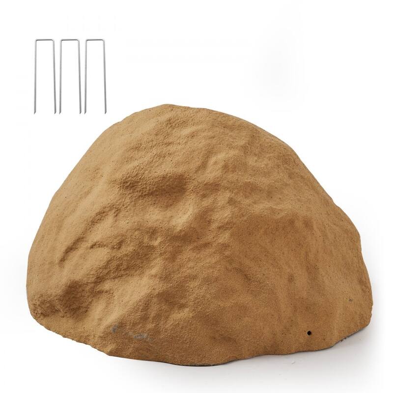 Medium Artificial Rock Cover Sandy Brown HDPE Landscape Stone Hide for Outdoor Fixtures