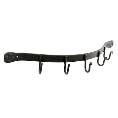 Achla Designs Wall Bracket With 5 Hooks, 19.5 Inch Wide, Black Powder Coat Finish