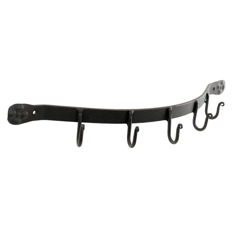 Achla Designs Wall Bracket With 5 Hooks, 19.5 Inch Wide, Black Powder Coat Finish