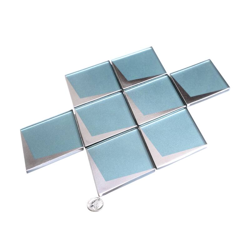 Solace 12x9 Blue Metallic Silver Glass Mosaic Diamond Wall Tile (3.91 sq ft/case) - 5 Pack
