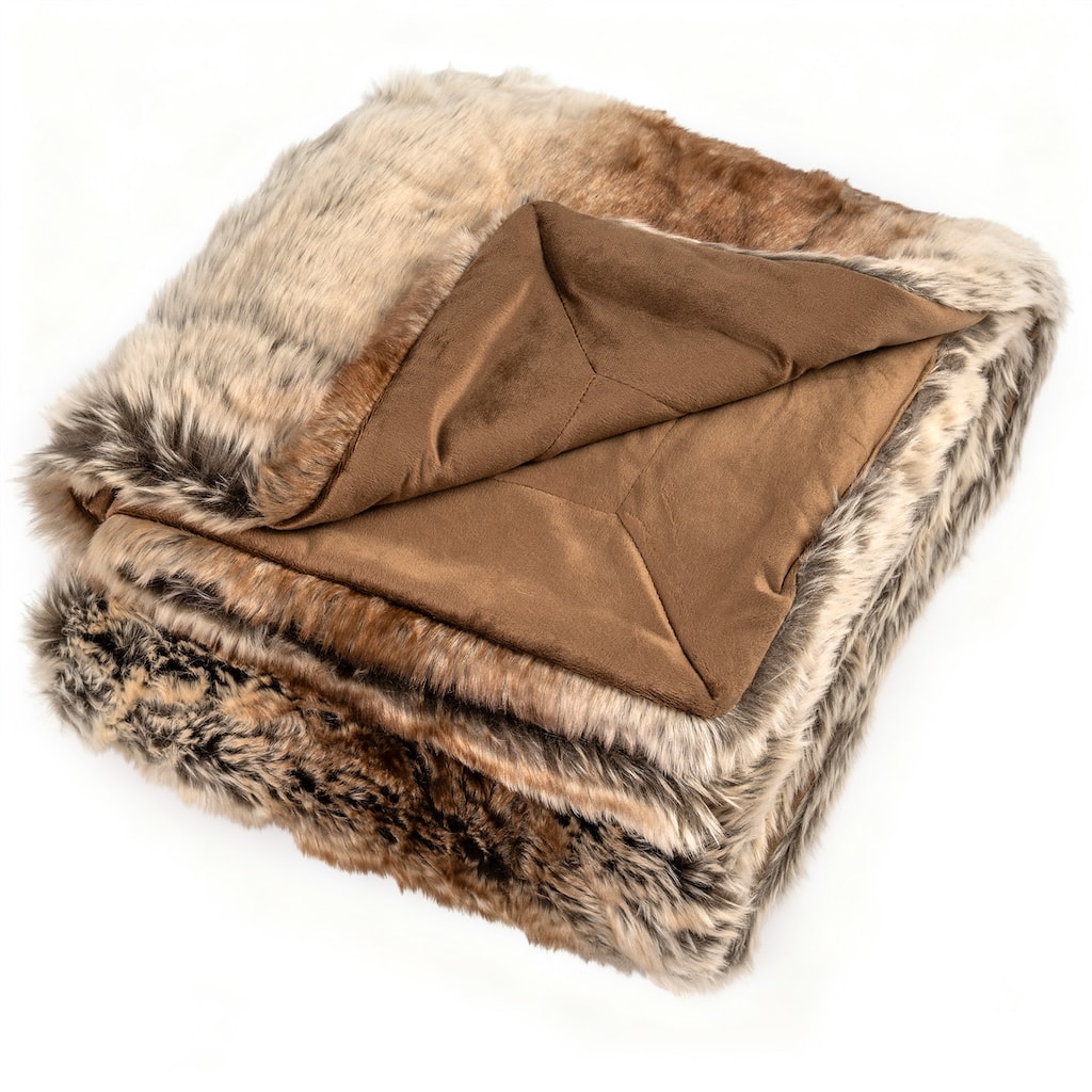 Gymax Fluffy Faux Fur Throw Blanket 760GSM Soft Fuzzy Luxury Faux