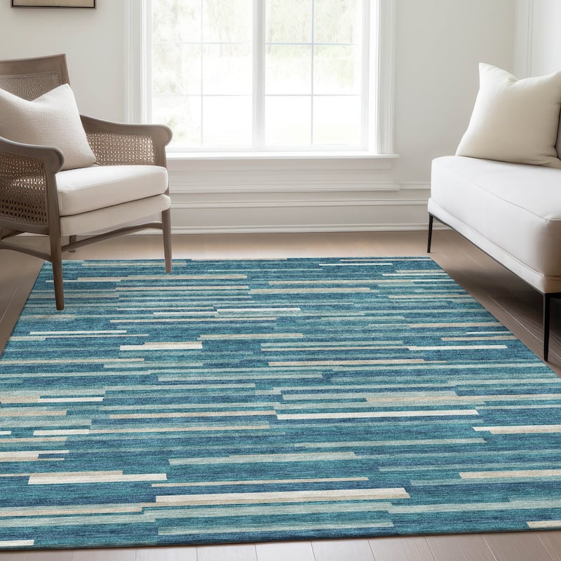 Premium Washable Super Soft Geo Stripes Mayfield Rug