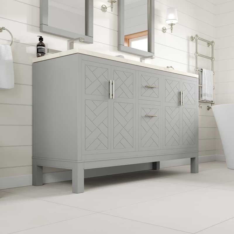 Eviva Cambridge Bath Vanity with Quartz Top and Porcelain Sink