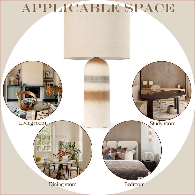 Ceramic Table Lamp with Drum Linen Shade