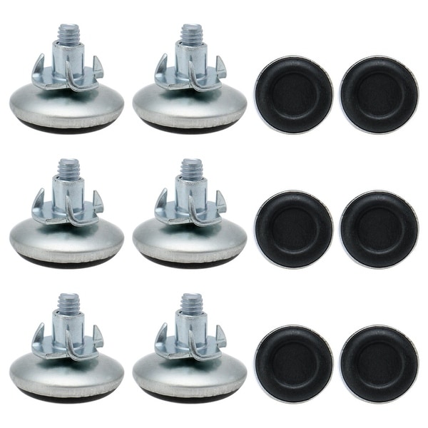 M8 x 15 x 30mm Screw on Furniture Glide Leveling Feet Prevent Scratch Adjustable Leveler with T-nuts for Table Leg 12pcs