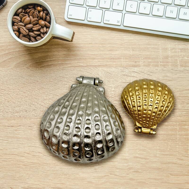 Set of 2 Decorative Handmade Aluminum Shell Shape Bowl - Set of 2