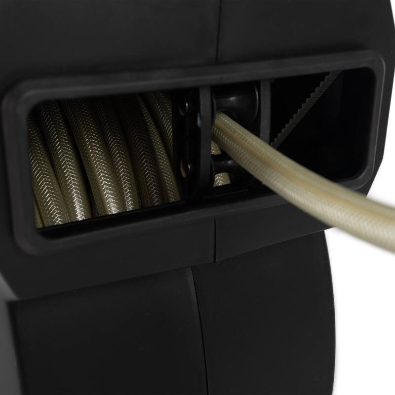 Pure Garden Retractable Hose with 9 Nozzle Patterns - Hose Reel Wall Mount with 180-Degree Swivel Bracket and Auto-Rewind