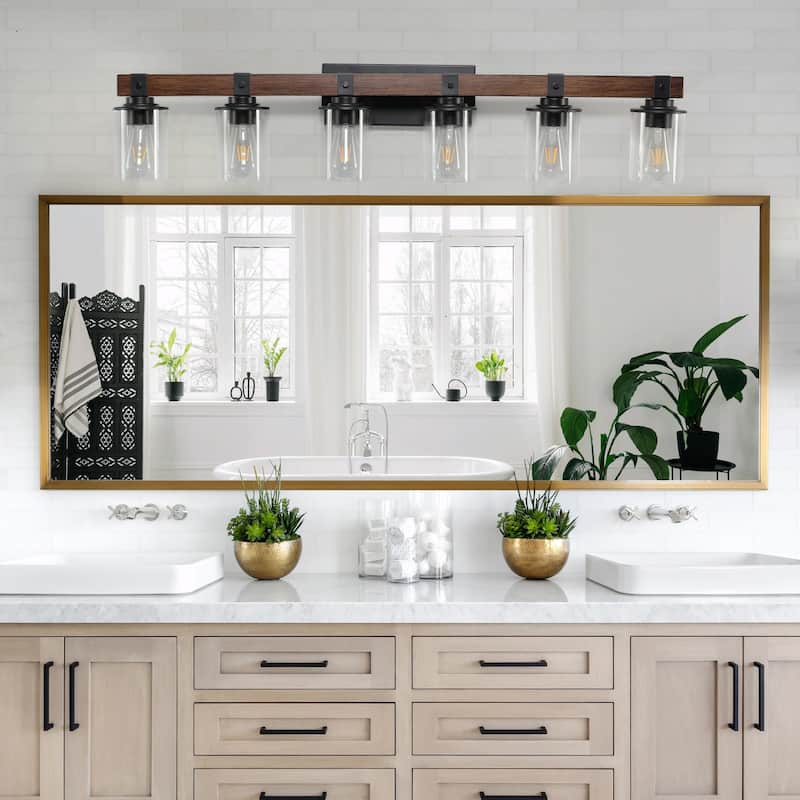 Rustic Farmhouse Bathroom Vanity Light Fixture with 3/4/5/6 Lights