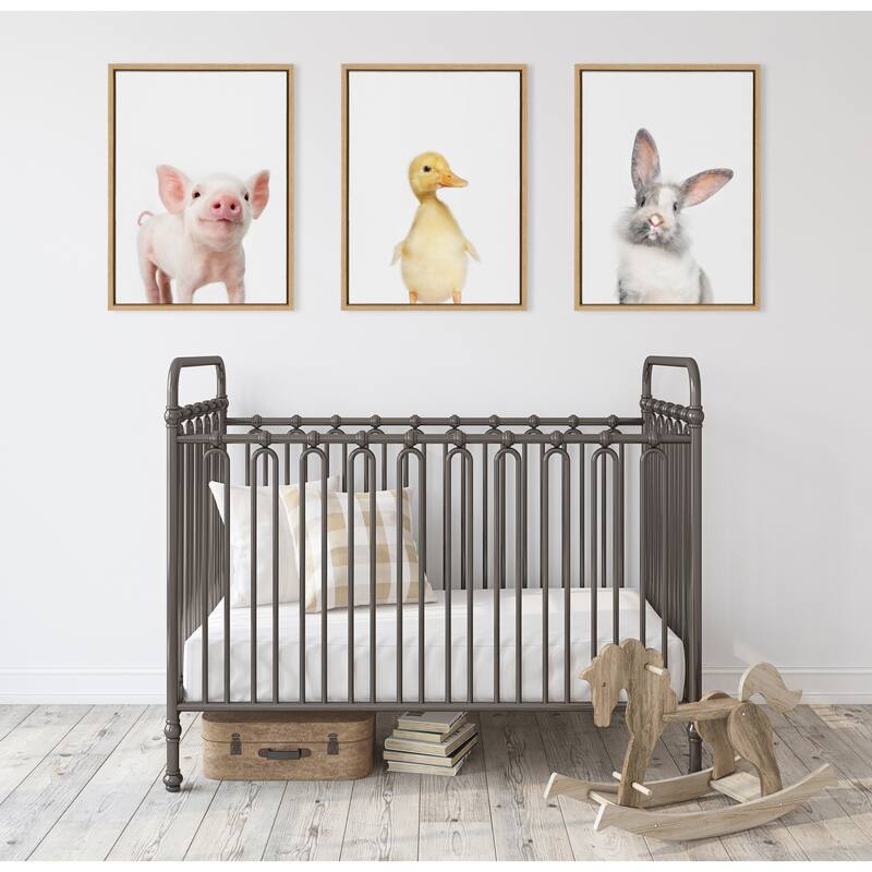 Sylvie Baby Piglet Animal Print Framed Canvas Wall Art by Amy Peterson