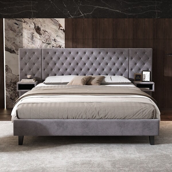 King size plush velvet bed discount
