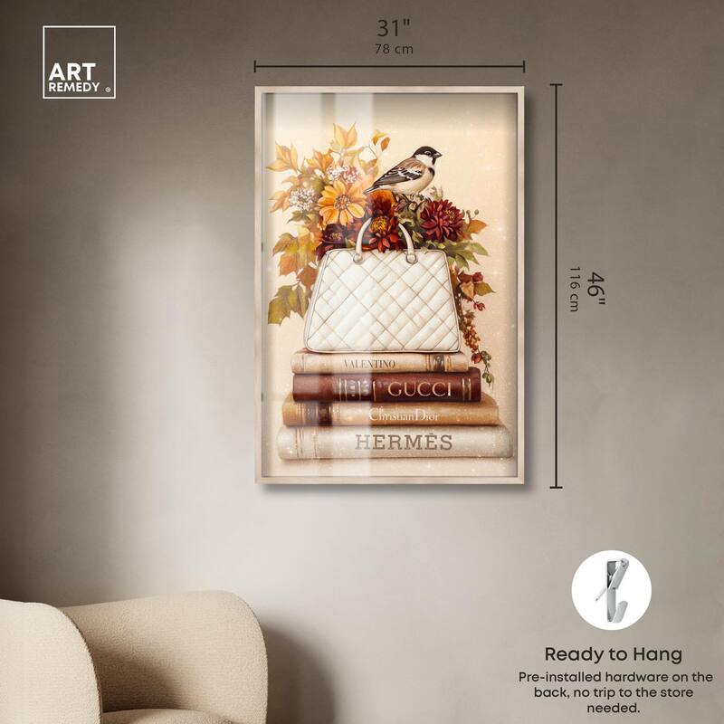 Little Bird Fall Flowers Glam Shadowbox by Art Remedy