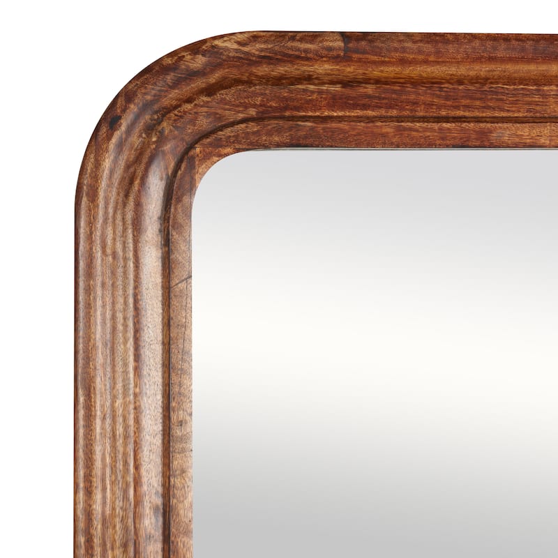 Mango Wood Distressed Room Floor Mirror with Carved Grooves - Black or Brown - Roche River Decor