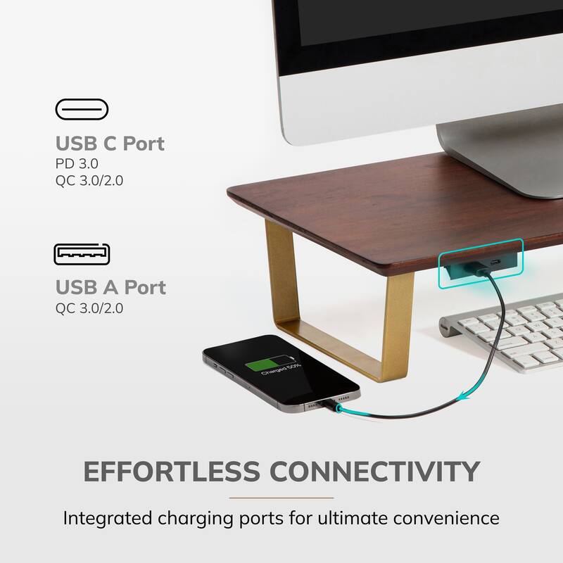 Jani Wood Monitor Stand Riser Desk - Ergonomic Design Stand, Desktop Organizer Table for Home, Office Workspace, Gaming Desk