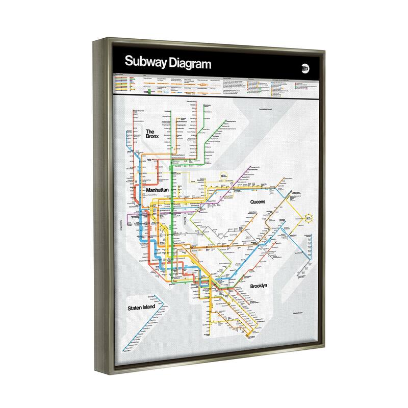 Stupell New York City Urban Subway Diagram Chart Floater Frame, Design by JG Studios