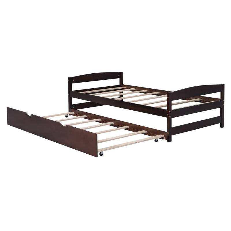 Classic Twin Size Platform Bed with Twin Size Trundle Bed Bath