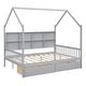 preview thumbnail 3 of 22, Full Size House Bed for Kids with Storage Drawers and Shelf, Wooden Bed with Roof