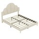 preview thumbnail 5 of 14, Queen Size Velvet Upholstered Platform Bed with Petal Shaped Headboard