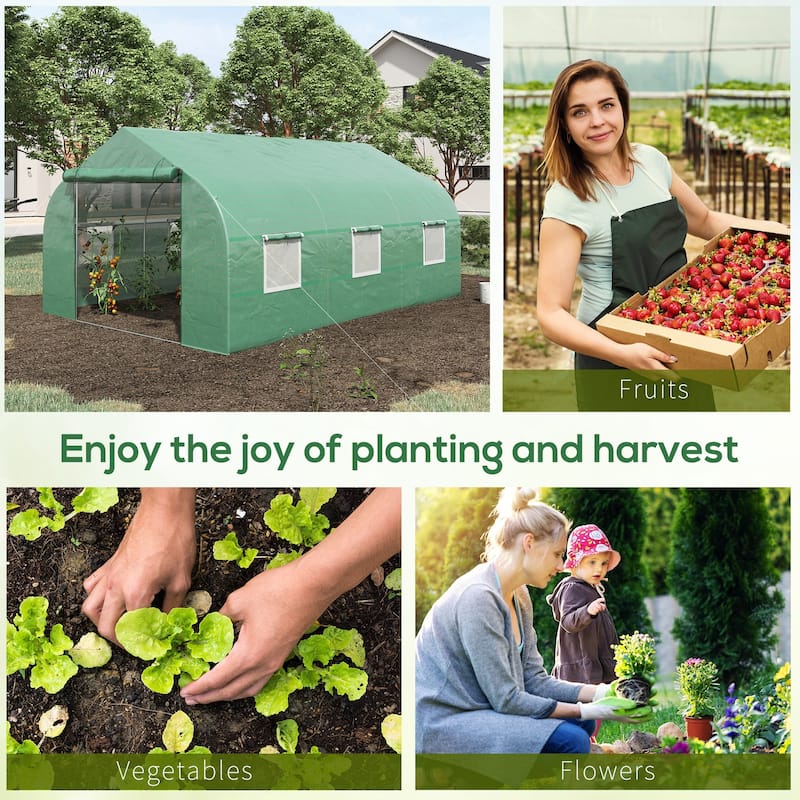 11.5'x 10'x 7'Walk-in Greenhouse,Tunnel Green House with Zippered Mesh Door and 6 Mesh Windows