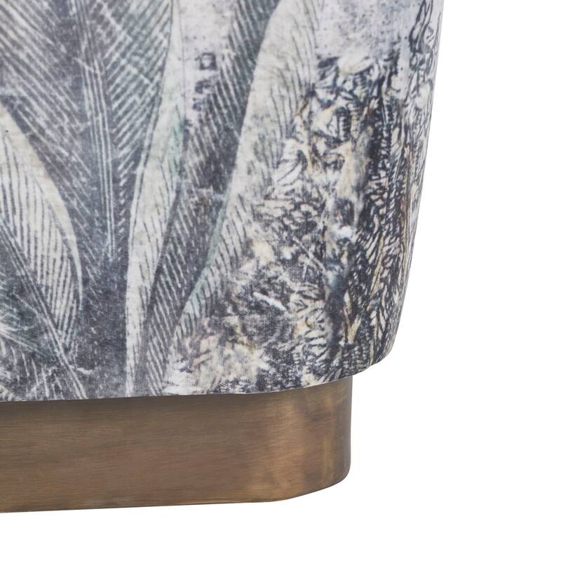 Tangle Poly-Velvet Upholstered Ottoman, Print