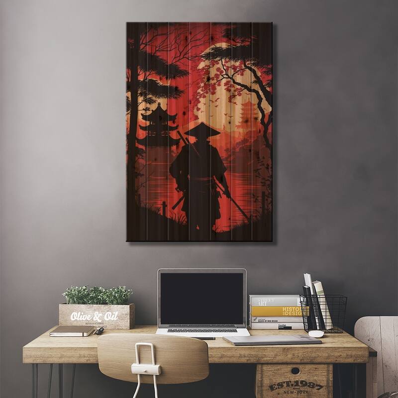 Japanese Samurai II Print On Wood by Durro Art - Multi-Color