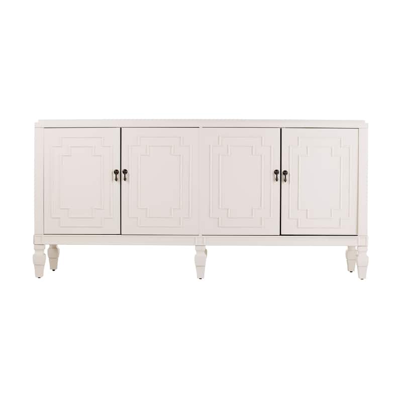 SEI Furniture Taborley Transitional 4-Door Sideboard Antique White Wood Accent Cabinet Buffet