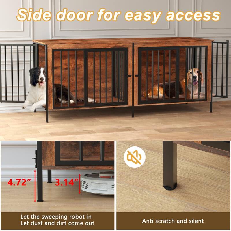 BOSSIN Chew-Proof Large Dog Crate Furniture - Heavy-Duty XL Kennel for Anxiety Relief, Indoor Metal Frame