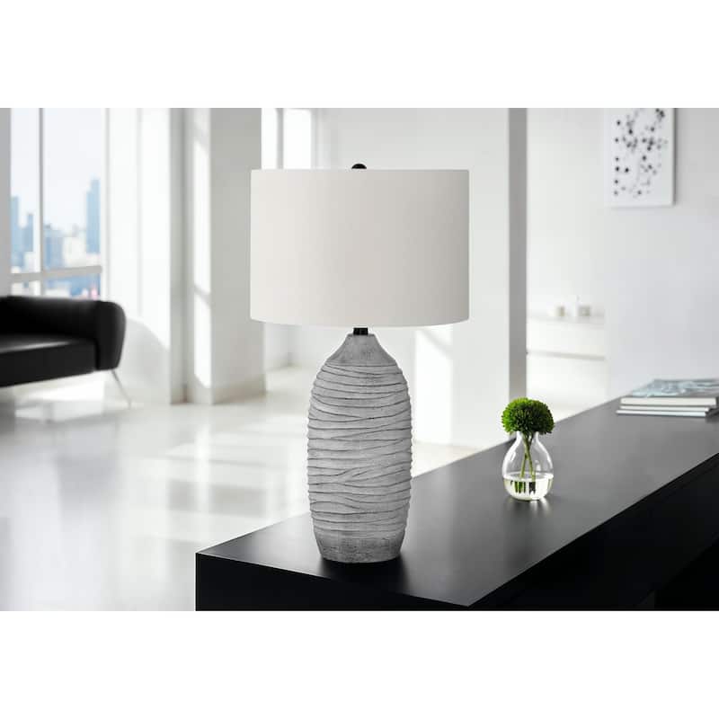 Lighting, 27"h, Table Lamp, Grey Resin, Ivory / Cream Shade, Modern