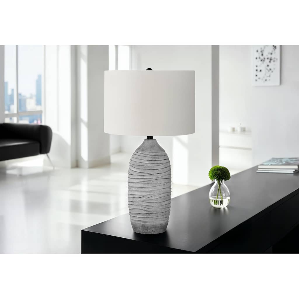 Lighting, 27"h, Table Lamp, Grey Resin, Ivory / Cream Shade, Modern