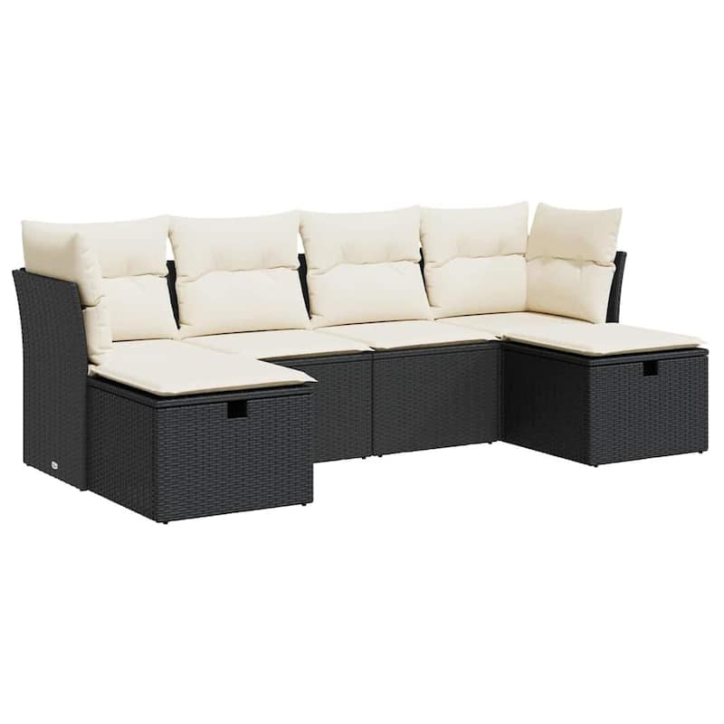 vidaXL Patio Sofa Set with Cushions Outdoor Furniture 6 Piece Poly Rattan