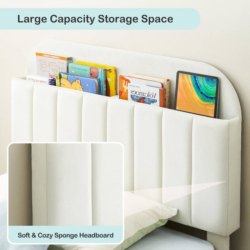 Twin/Twin XL/Full Size Bed Frame with Bookcase Headboard
