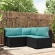 preview thumbnail 86 of 100, vidaXL Patio Corner Sofa with Cushions Black/Brown/Gray Poly Rattan 24.8" x 24.8" x 22.6" 3-Piece - Black/Water blue
