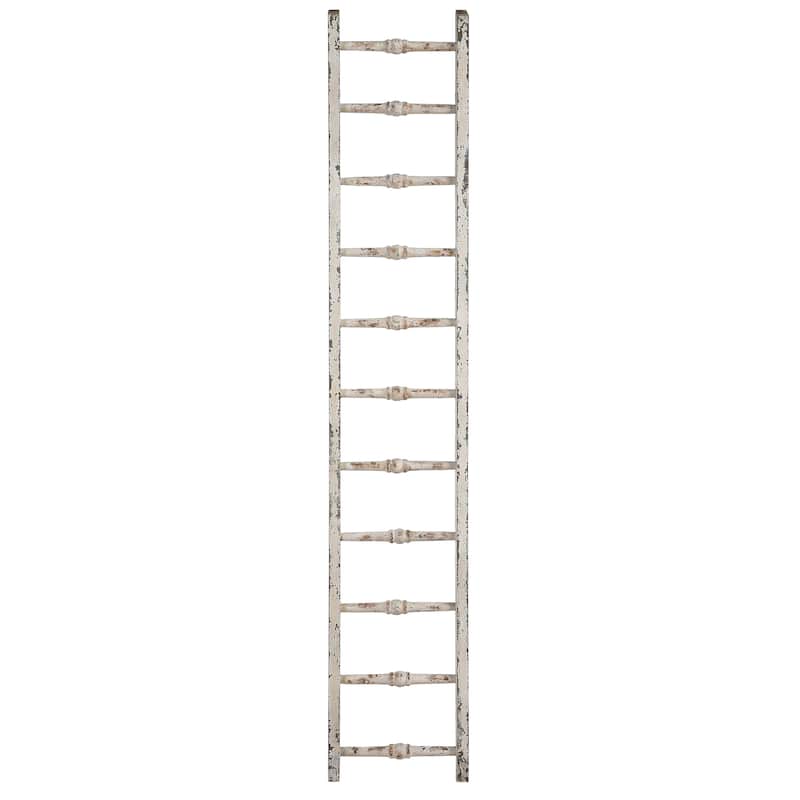 Decorative Pine Wood Ladder - White