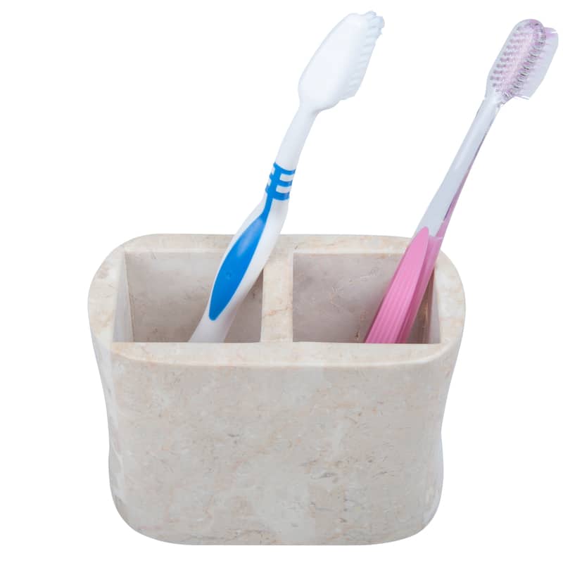 Creative Home Curvy Collection Natural Champagne Marble Toothbrush Holder - Beige