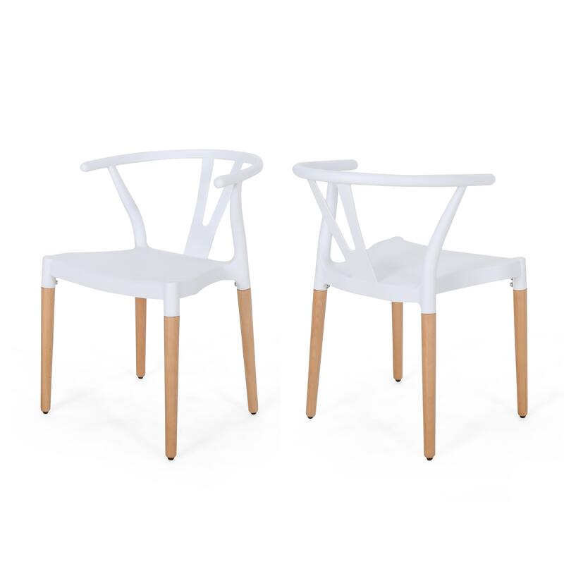 Classic Plastic Dining Chair with Special Design Open Back(Set of 2)