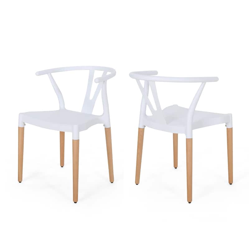 Modern Outdoor Set of 2 Dining Chairs with Crossback Design Wooden Legs, for Dining Room Living Room Balcony and Patio