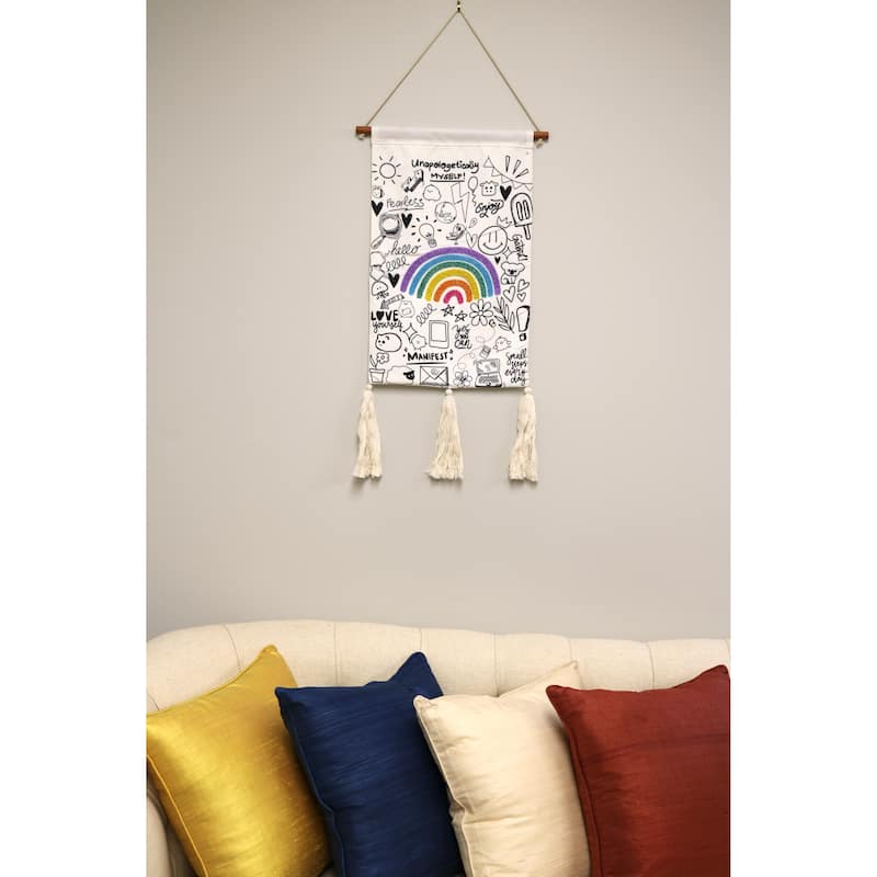 Home&Manor Illustrated Rainbow Wall Hanging