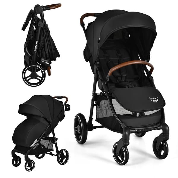 slide 2 of 19, Costway High Landscape Baby Stroller Pushchair w/ Footmuff & - See Details Black