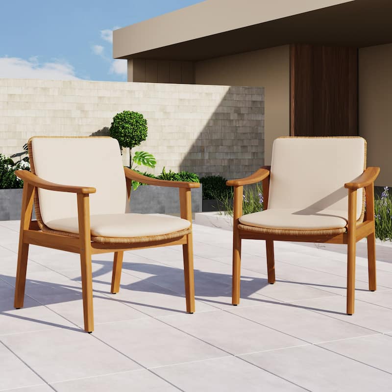 Christopher Knight Home Acacia Outdoor Club Chair Set of 2 - Beige