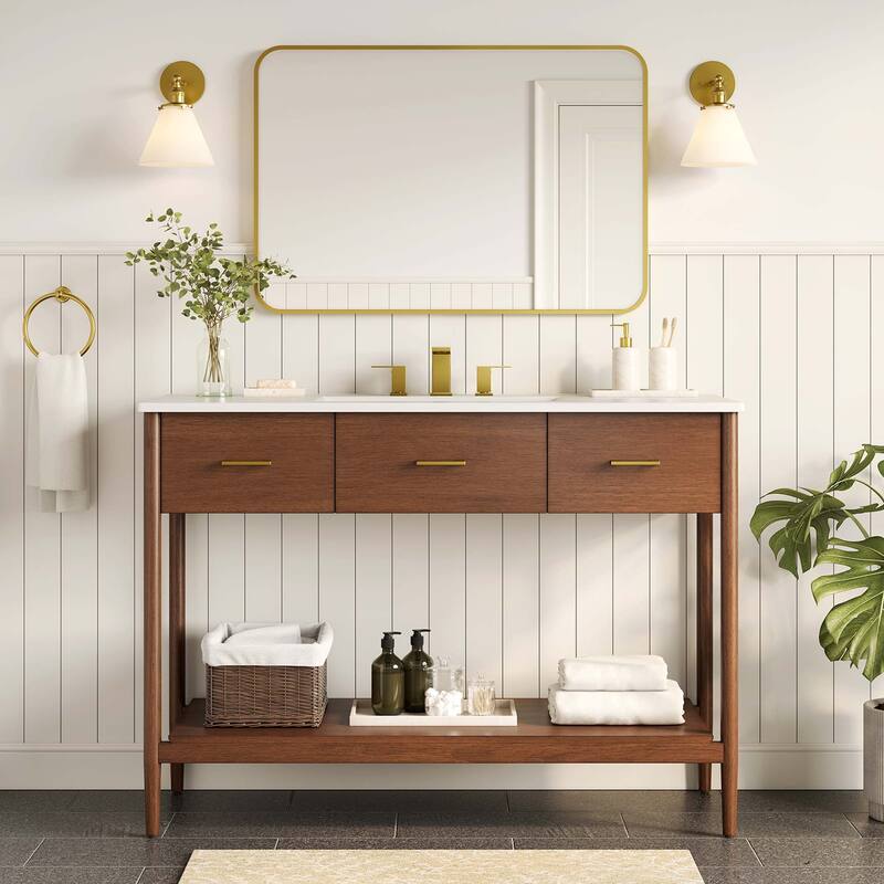 Zaire 18"/24"/30"/36"/48" Bathroom Vanity Cabinet (Sink Basin Not Included) - 48" Single - Walnut
