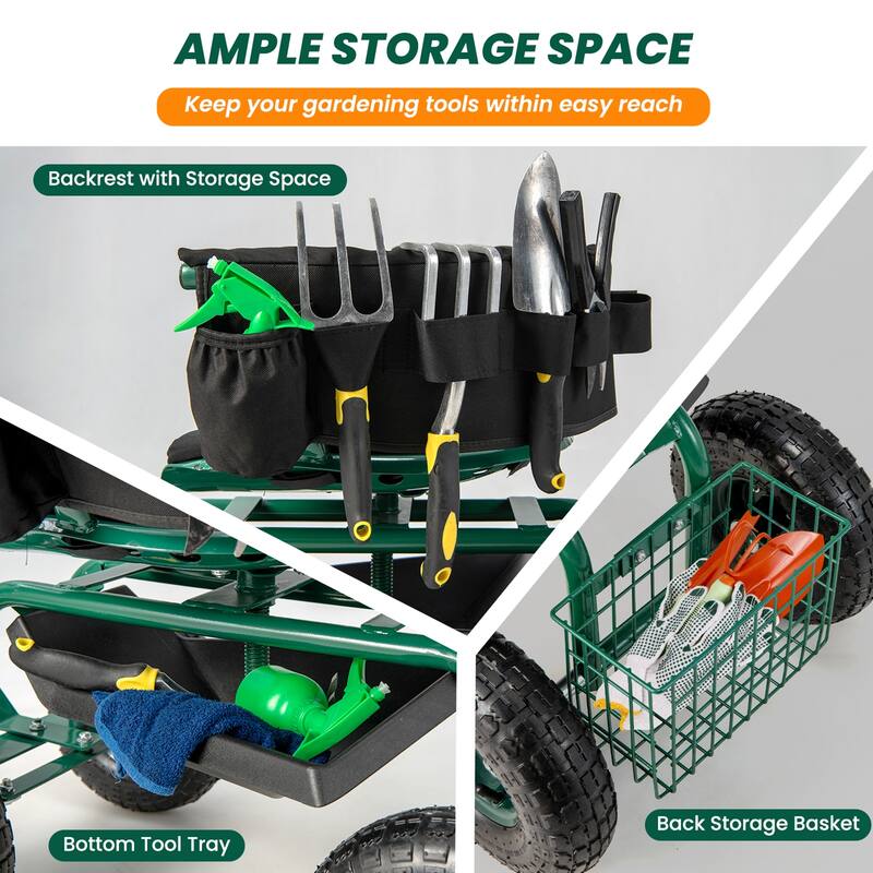 Costway Rolling Garden Cart Outdoor Gardening Workseat withAdjustable - See Details