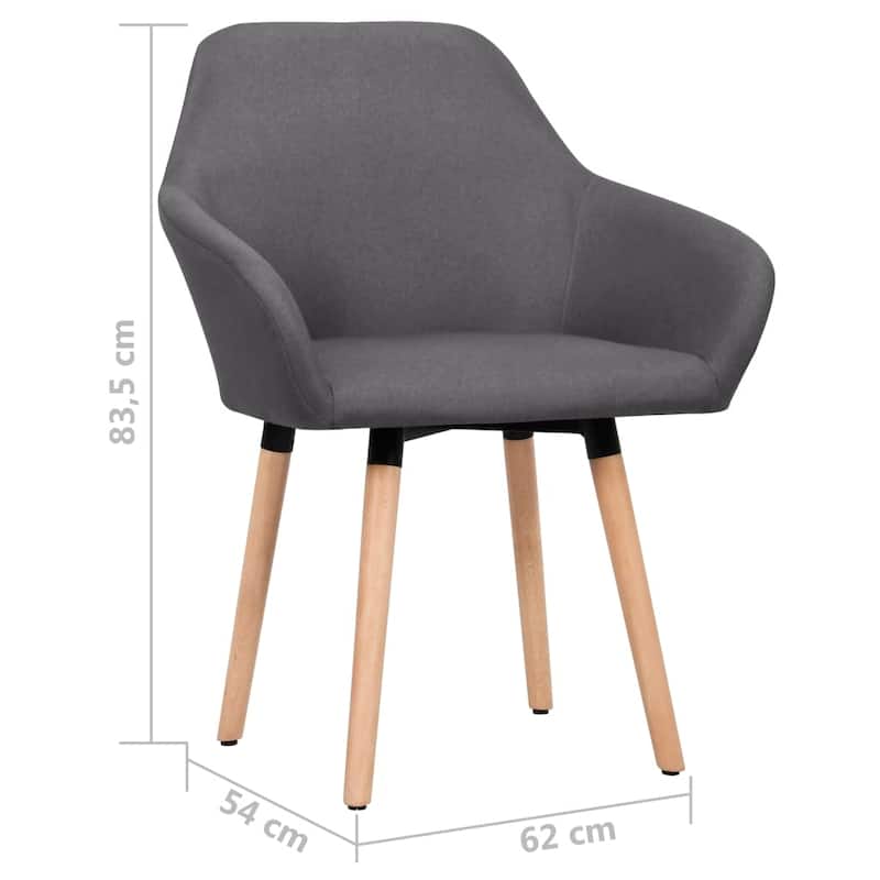 vidaXL Dining Chair Accent Upholstered Arm Chair with Solid Wood Legs Fabric - 24.4" x 21.3" x 32.9"